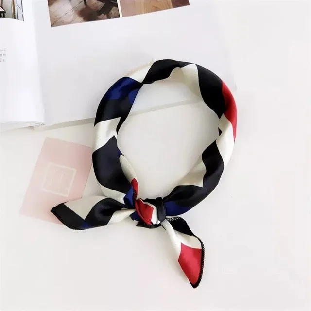 50*50cm Silk Scarves Soft Hair Tie Neckerchief Foulard Muffler Small Square Scarf