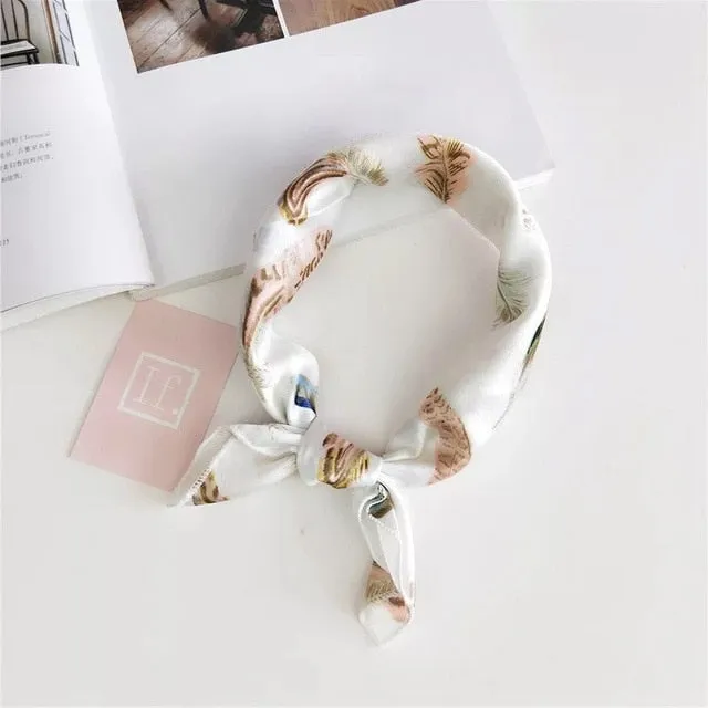 50*50cm Silk Scarves Soft Hair Tie Neckerchief Foulard Muffler Small Square Scarf