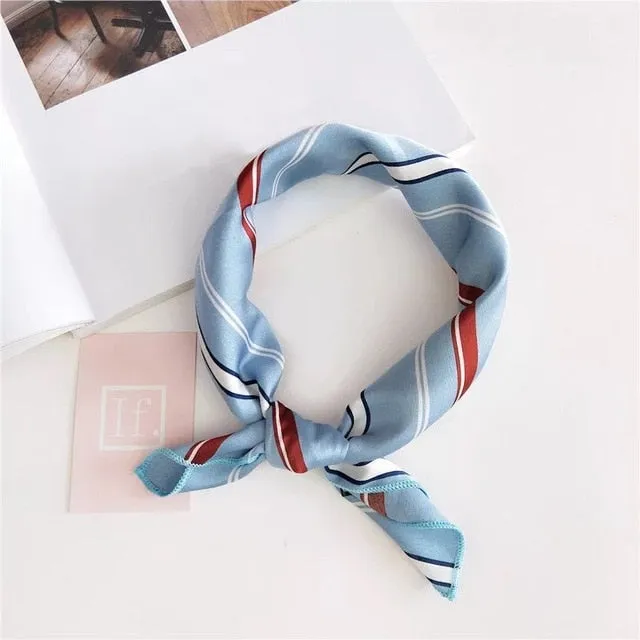 50*50cm Silk Scarves Soft Hair Tie Neckerchief Foulard Muffler Small Square Scarf