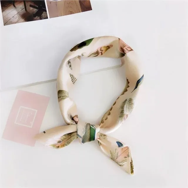 50*50cm Silk Scarves Soft Hair Tie Neckerchief Foulard Muffler Small Square Scarf