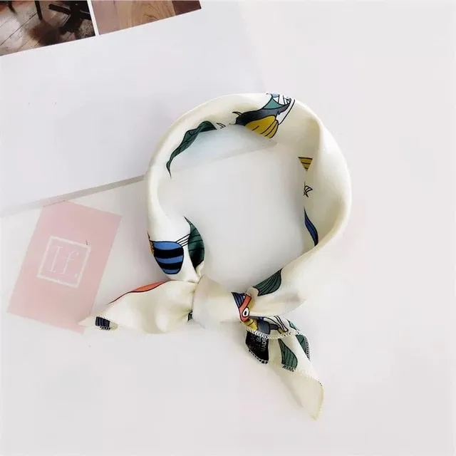 50*50cm Silk Scarves Soft Hair Tie Neckerchief Foulard Muffler Small Square Scarf