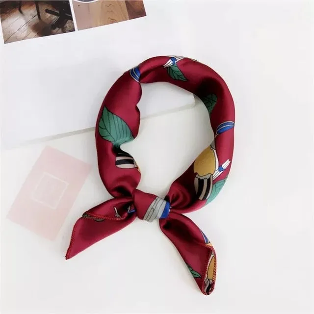 50*50cm Silk Scarves Soft Hair Tie Neckerchief Foulard Muffler Small Square Scarf