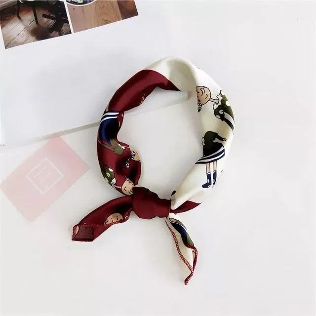 50*50cm Silk Scarves Soft Hair Tie Neckerchief Foulard Muffler Small Square Scarf