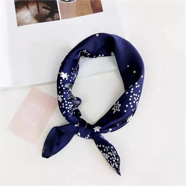 50*50cm Silk Scarves Soft Hair Tie Neckerchief Foulard Muffler Small Square Scarf