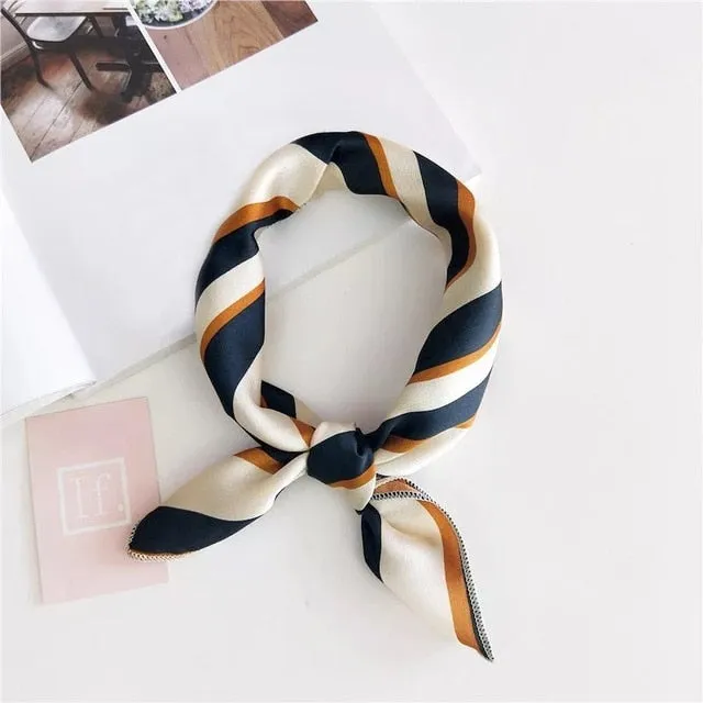 50*50cm Silk Scarves Soft Hair Tie Neckerchief Foulard Muffler Small Square Scarf