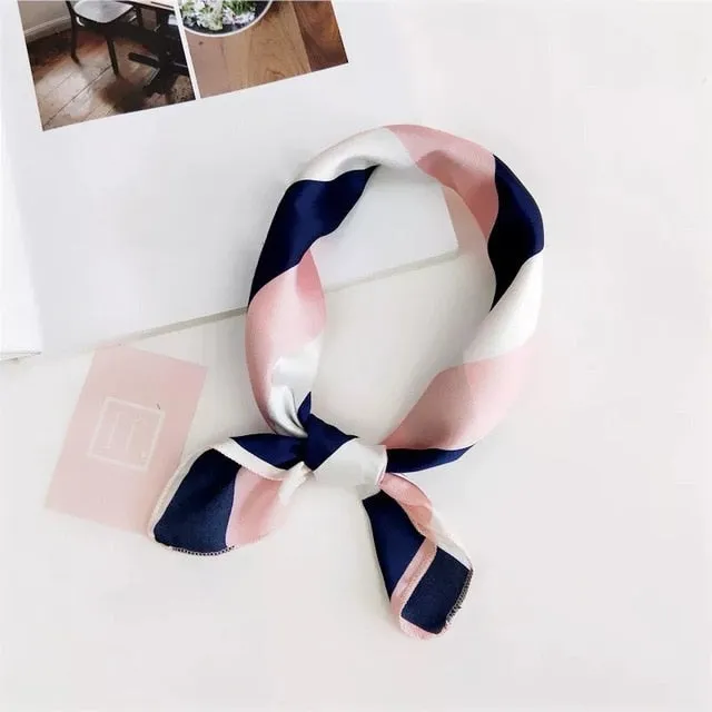 50*50cm Silk Scarves Soft Hair Tie Neckerchief Foulard Muffler Small Square Scarf