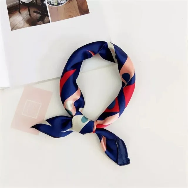 50*50cm Silk Scarves Soft Hair Tie Neckerchief Foulard Muffler Small Square Scarf