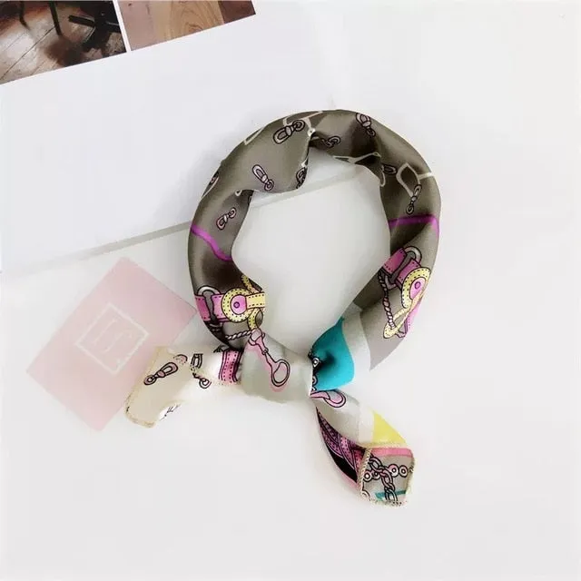 50*50cm Silk Scarves Soft Hair Tie Neckerchief Foulard Muffler Small Square Scarf