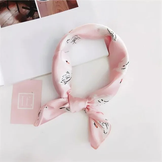 50*50cm Silk Scarves Soft Hair Tie Neckerchief Foulard Muffler Small Square Scarf