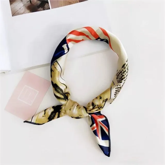 50*50cm Silk Scarves Soft Hair Tie Neckerchief Foulard Muffler Small Square Scarf