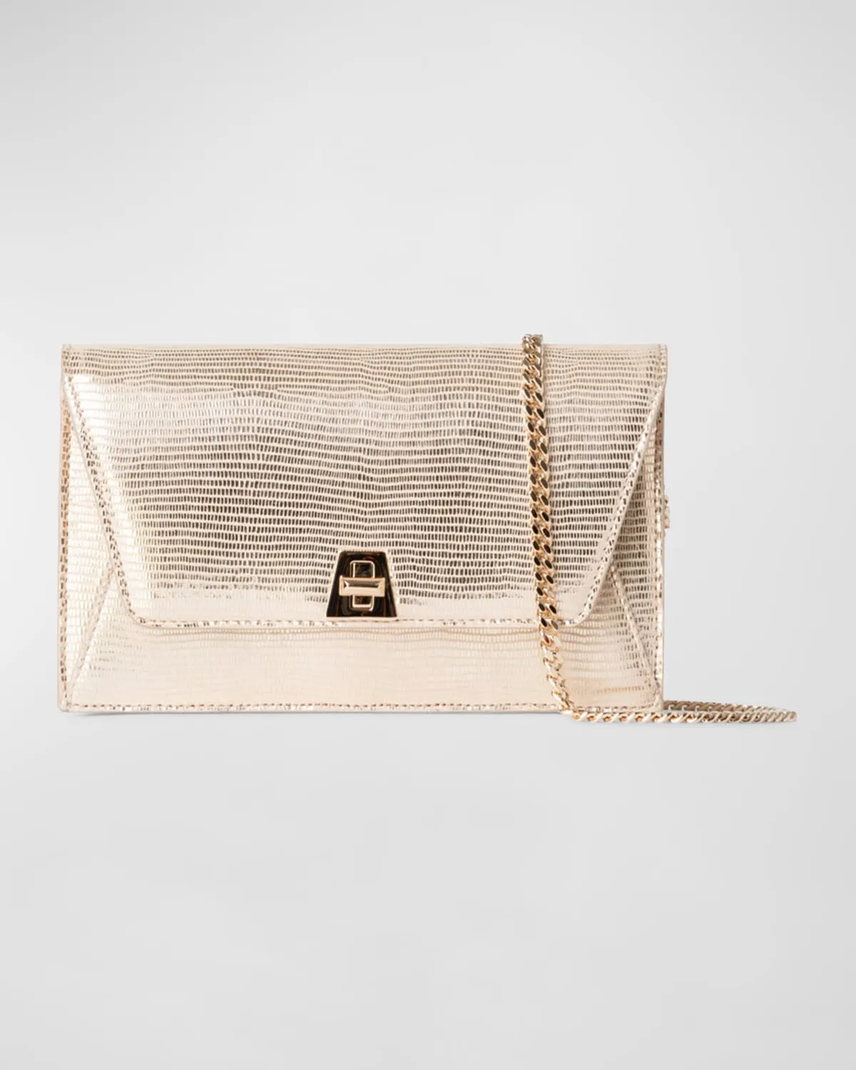 Anouk Metallic Lizard-Embossed Crossbody Bag