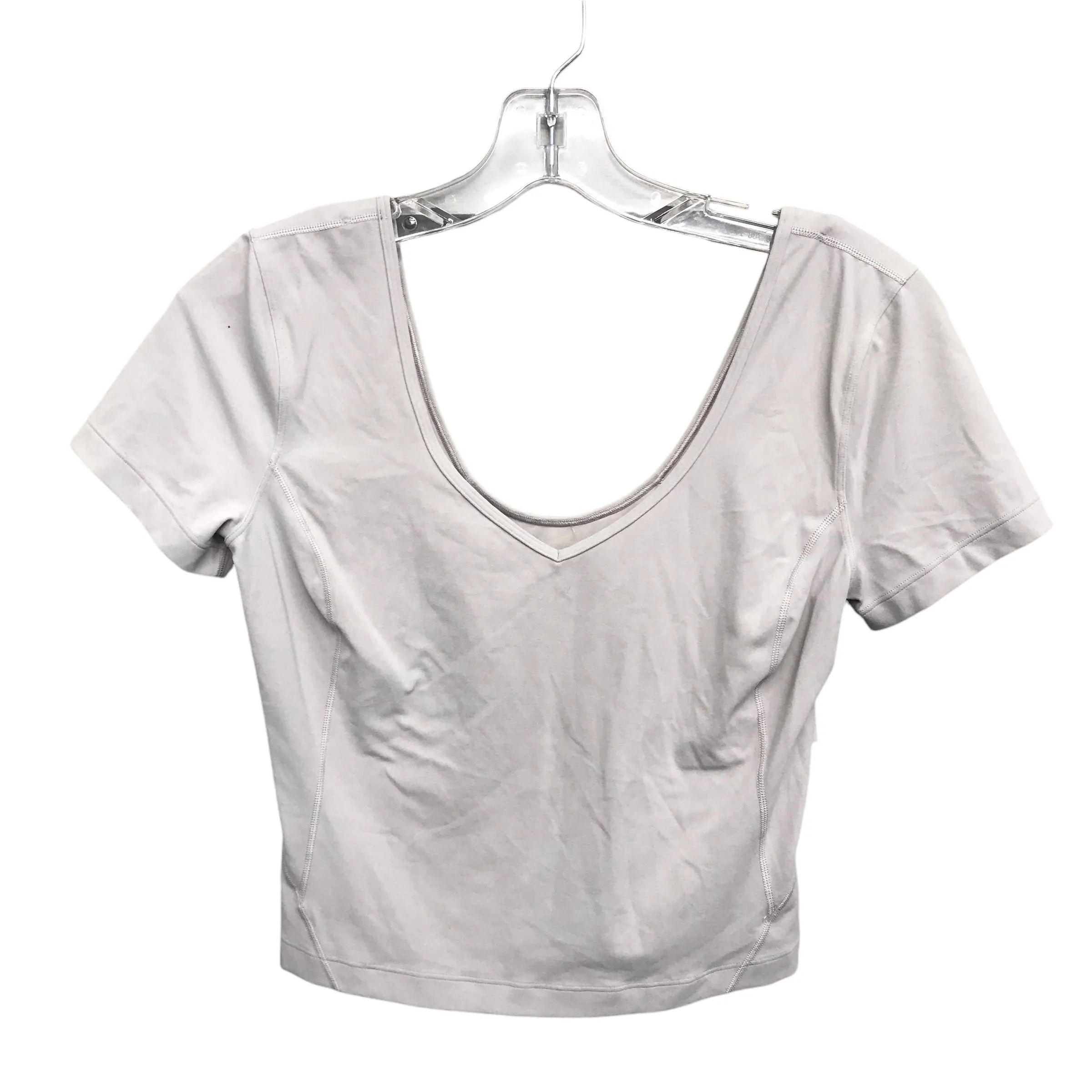 Athletic Top Ss By Lululemon In Grey, Size:S