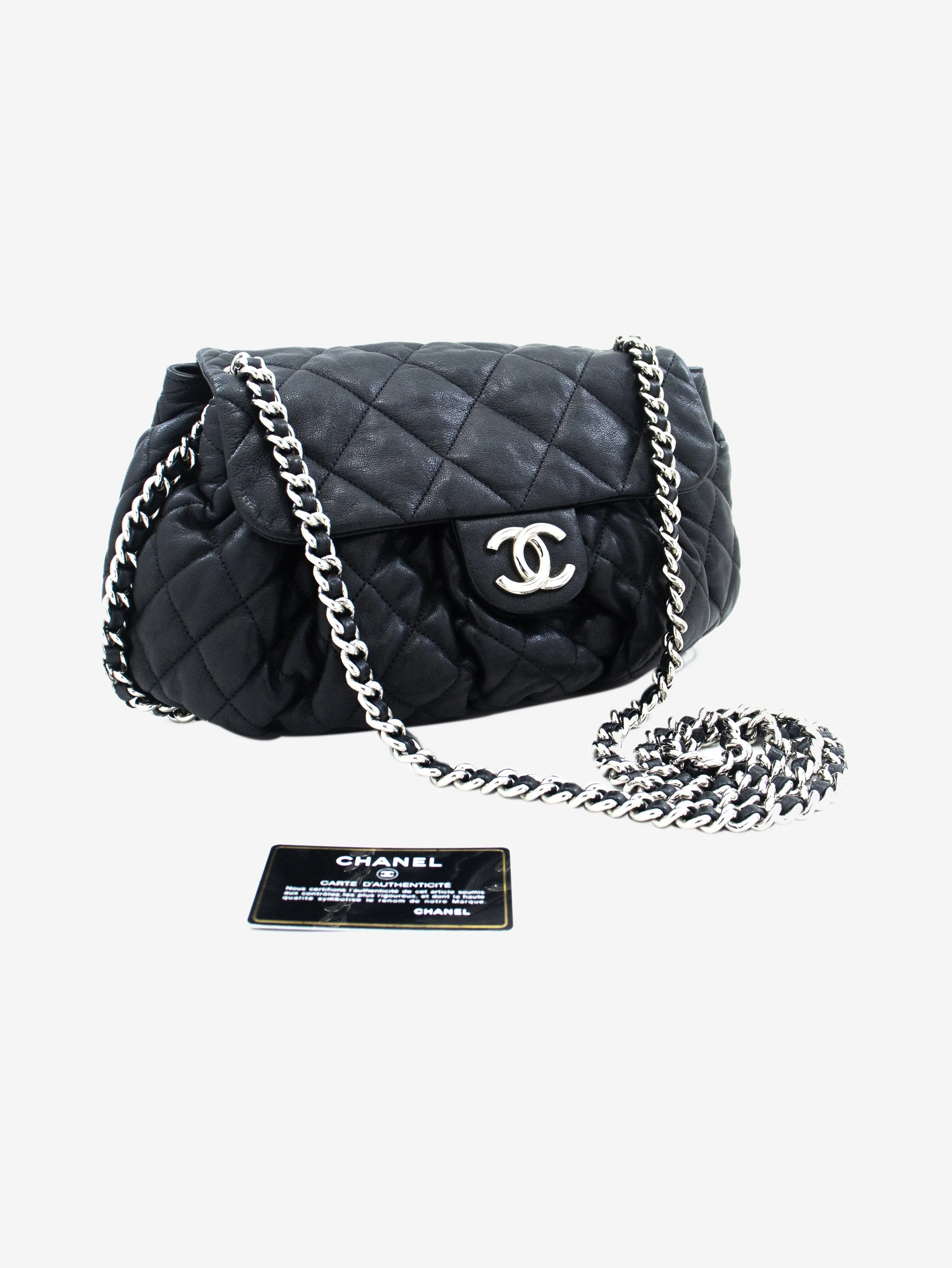 Black silver hardware 2011 lambskin leather shoulder bag