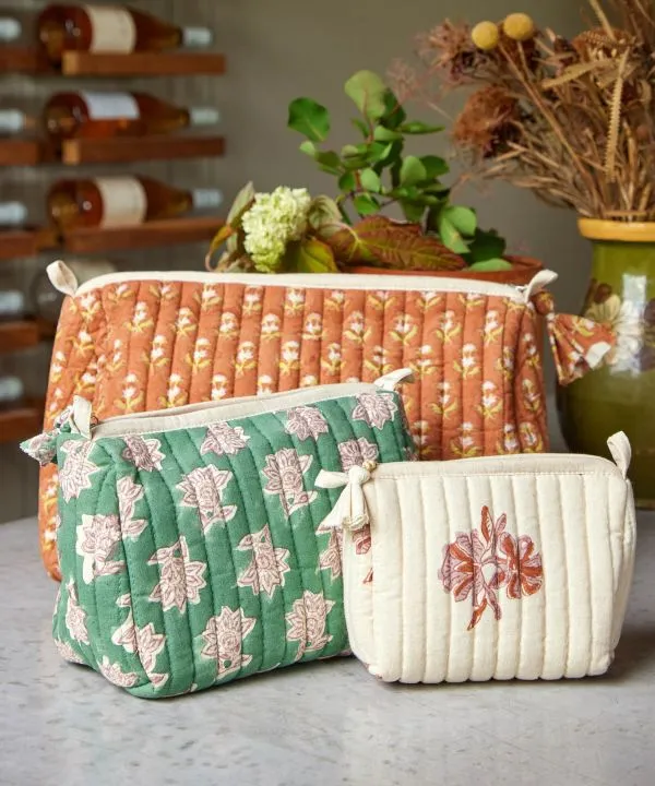 Block Print Quilted Pouch - M