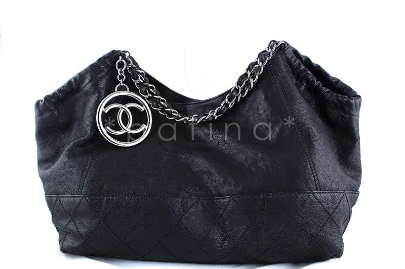 Chanel Black Calfskin Coco Cabas Tote Bag Caviar