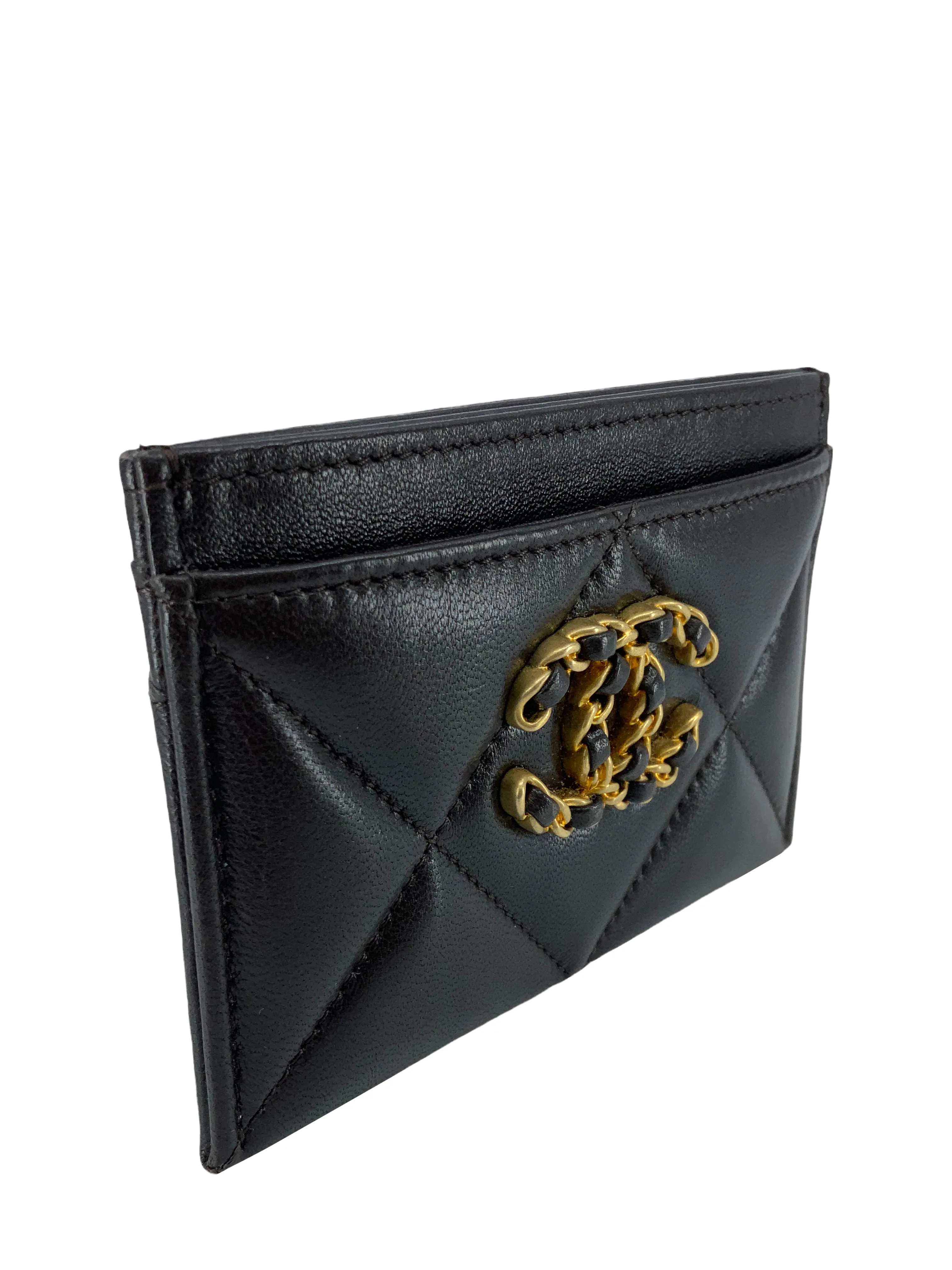 CHANEL Lambskin Quilted Chanel 19 Card Holder