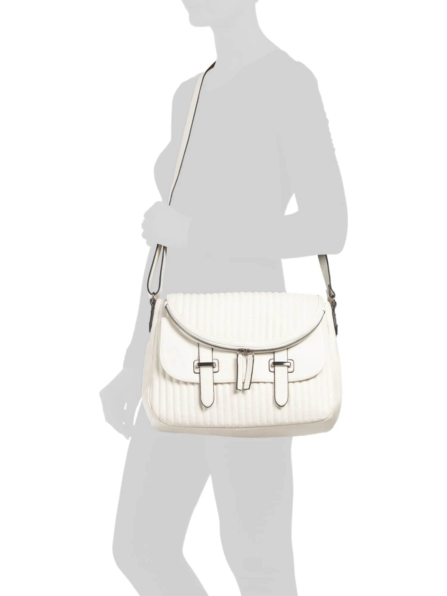 CHARLES JOURDAN Leather Kane Crossbody - Bone color