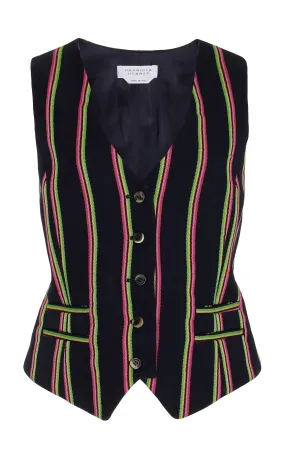 Coleridge Vest in Navy Multi Striped Wool