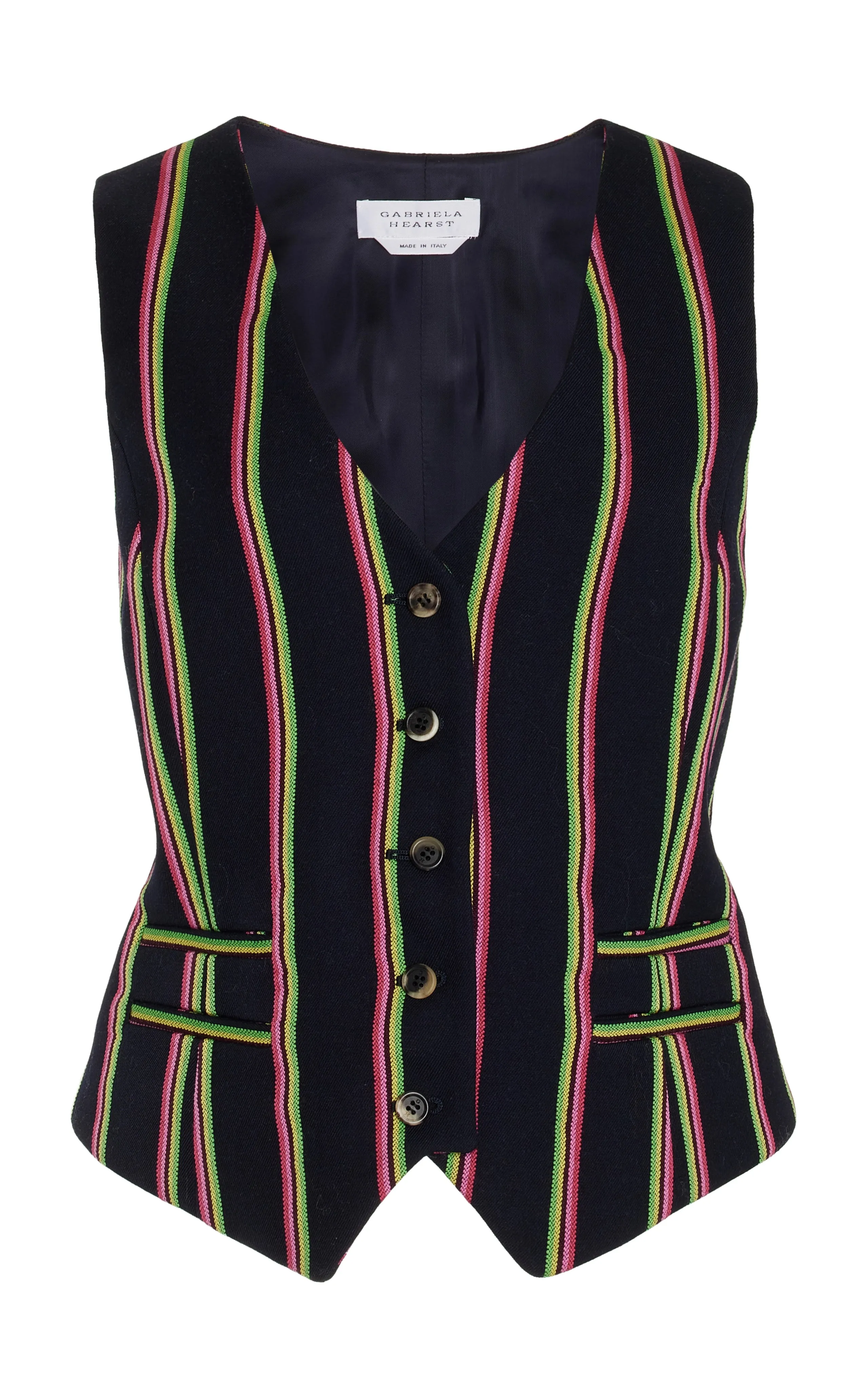 Coleridge Vest in Navy Multi Striped Wool