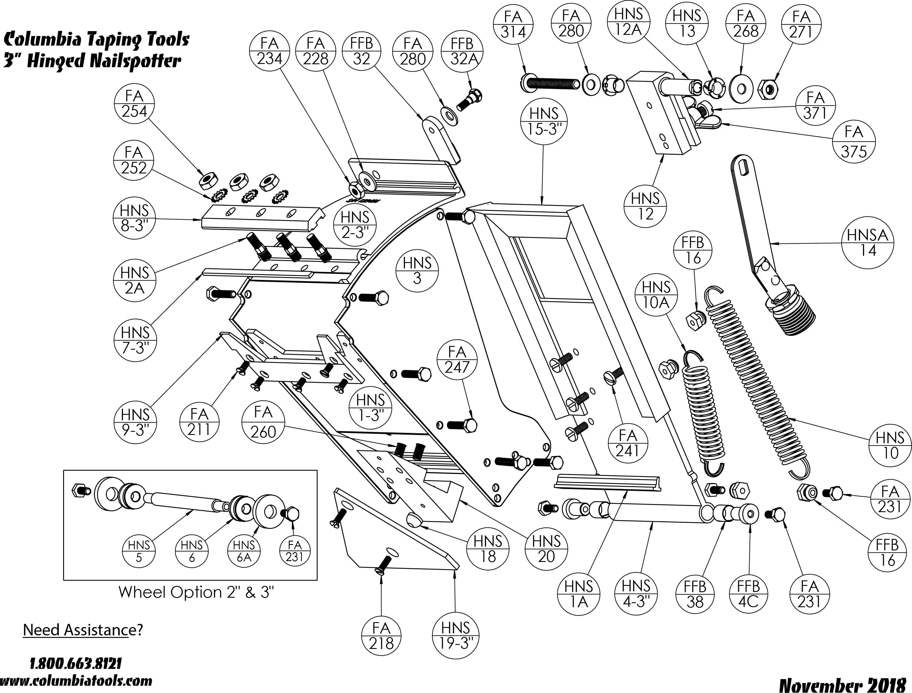 Columbia Hinged Nailspotter Repair Parts