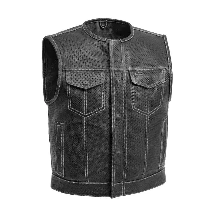 First Mfg Lowside Men's Perforated Motorcycle Leather Vest