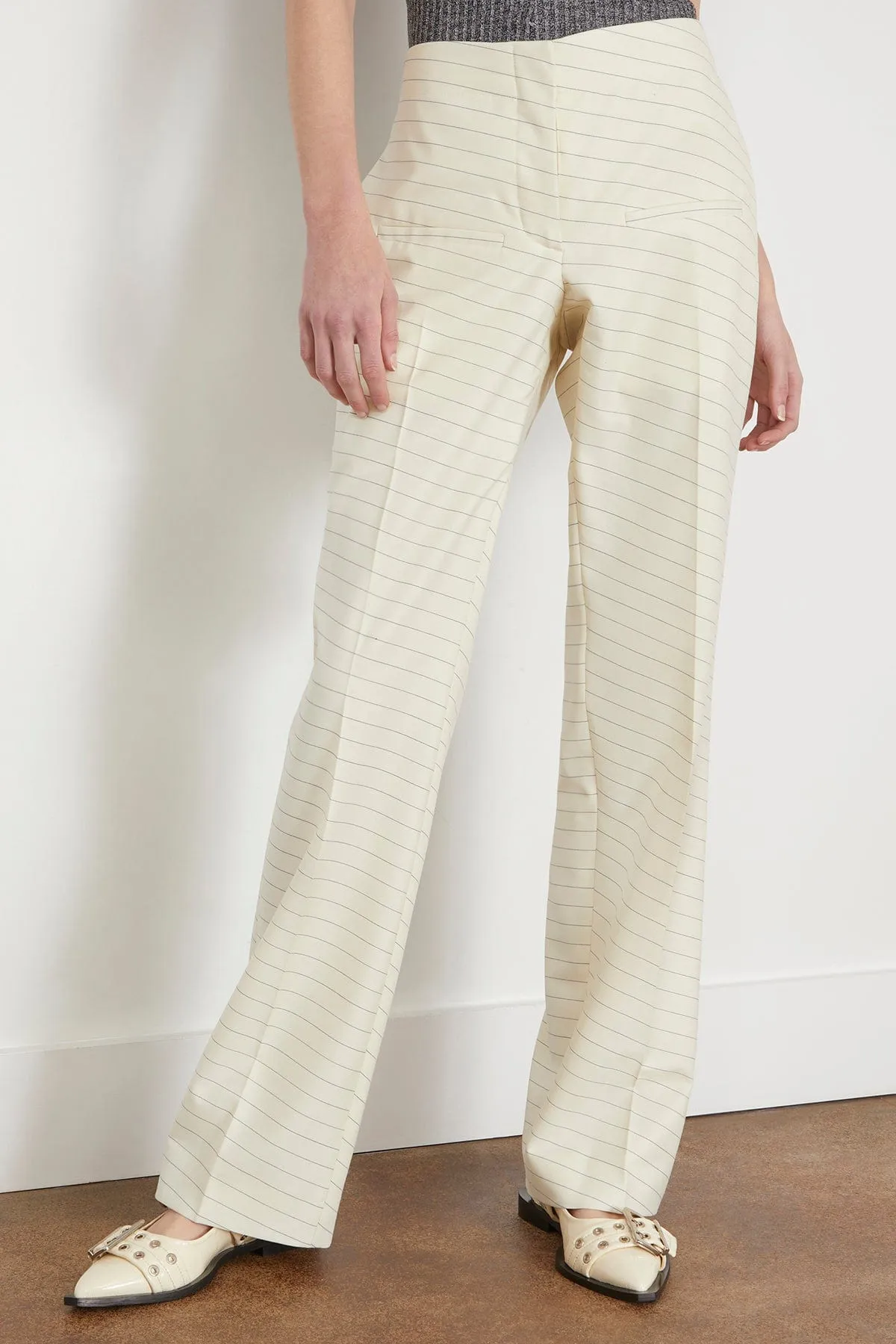 Front Pocket Straight Trousers in Ivory