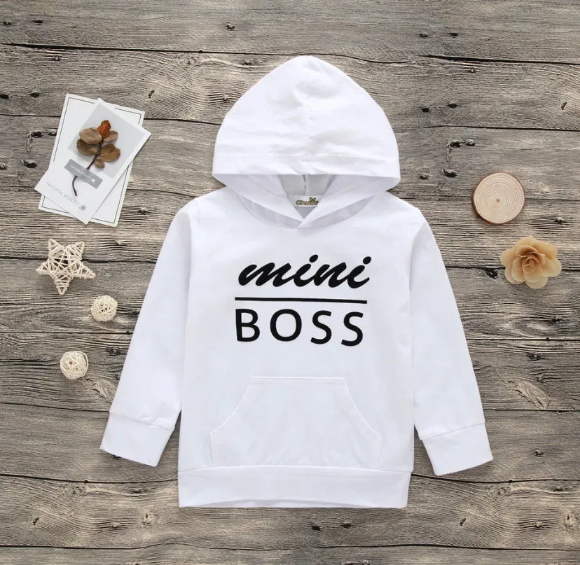 GIRLS “MINI BOSS” BLACK OR WHITE SWEATSHIRT