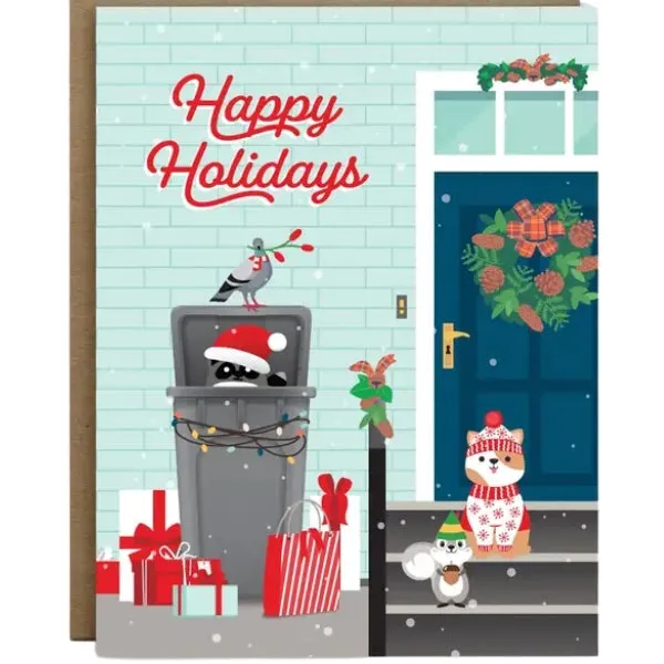 Happy Holidays Urban Animals Card