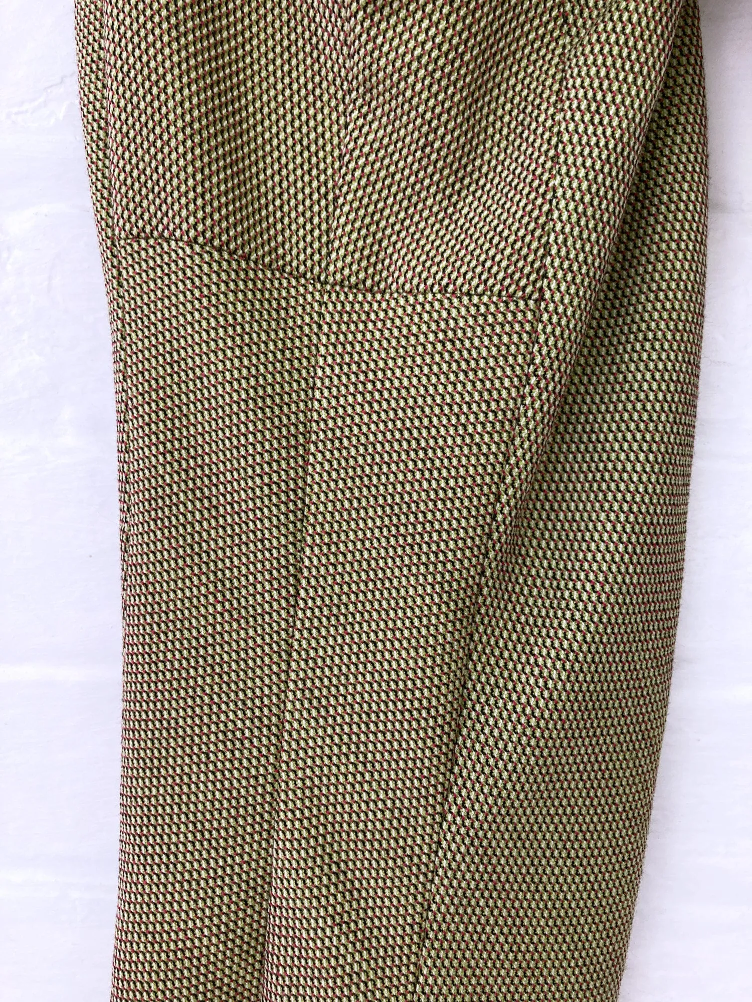 Junya Watanabe Comme des Garcons AW1997 textured green wool 3D panelled trousers