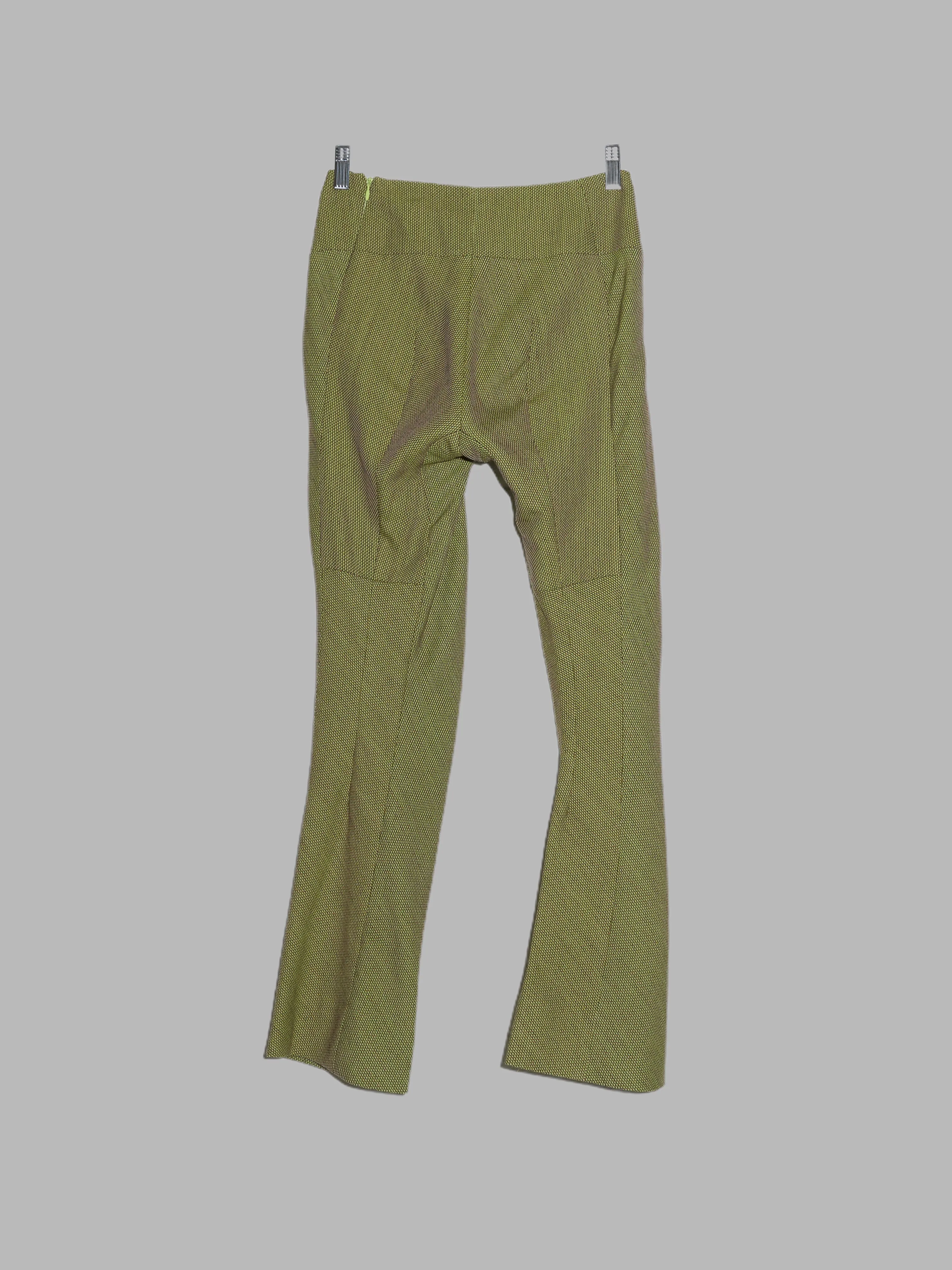 Junya Watanabe Comme des Garcons AW1997 textured green wool 3D panelled trousers