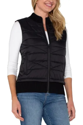 LA Sleeveless Quilted Vest-Black