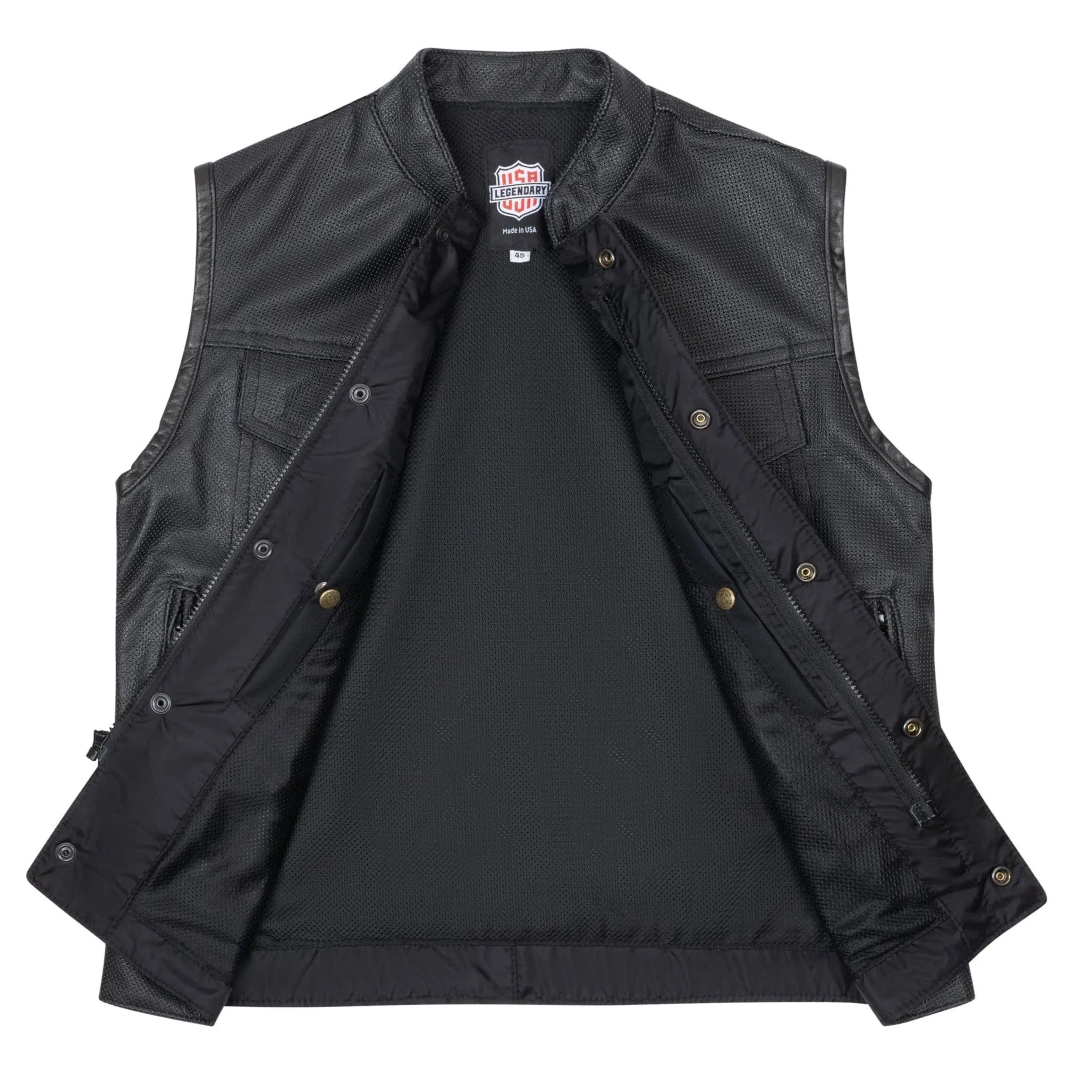 Legendary 'Holy Ghost' Men's Perforated Leather Motorcycle Vest