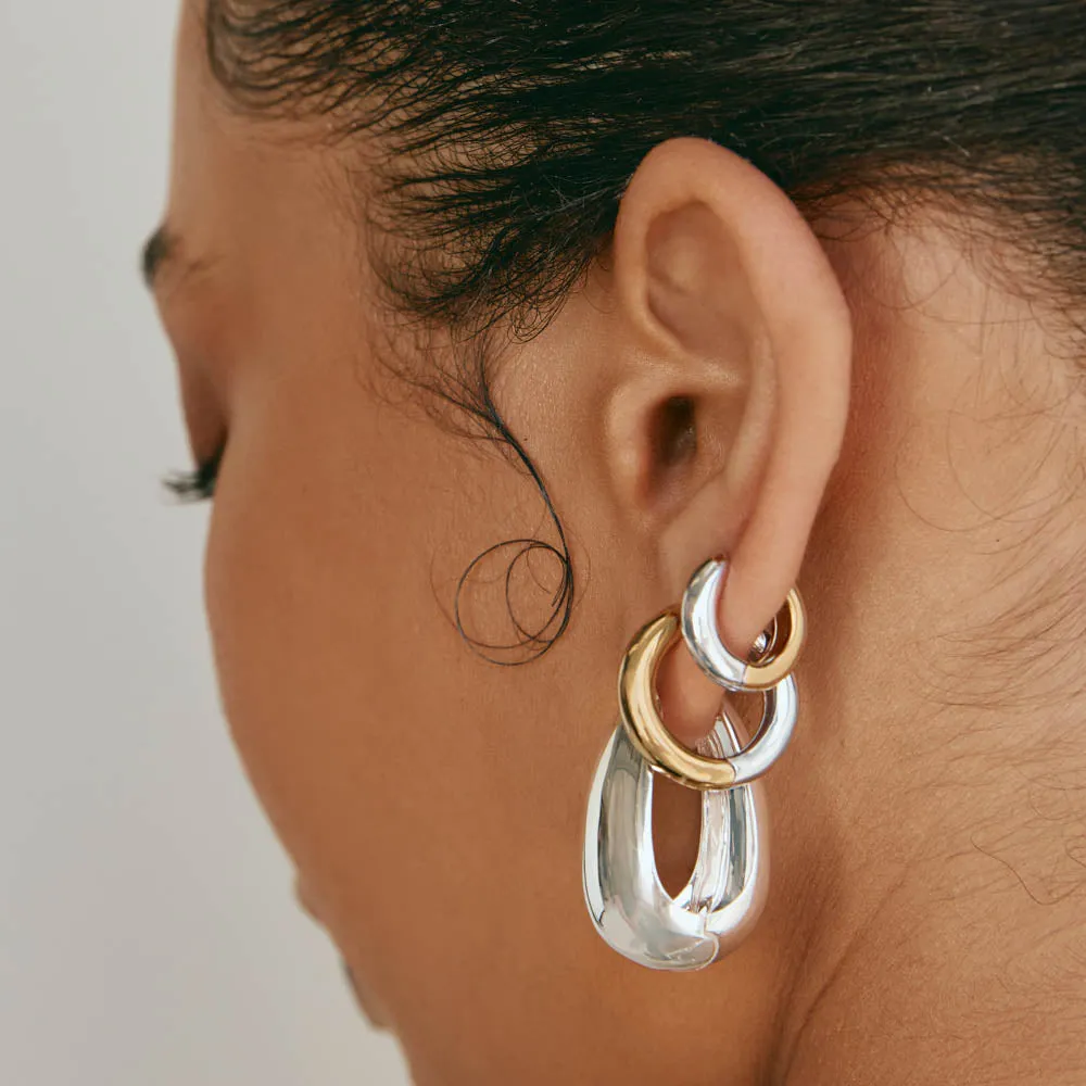 Maxi Drop Dome Hoops in Silver