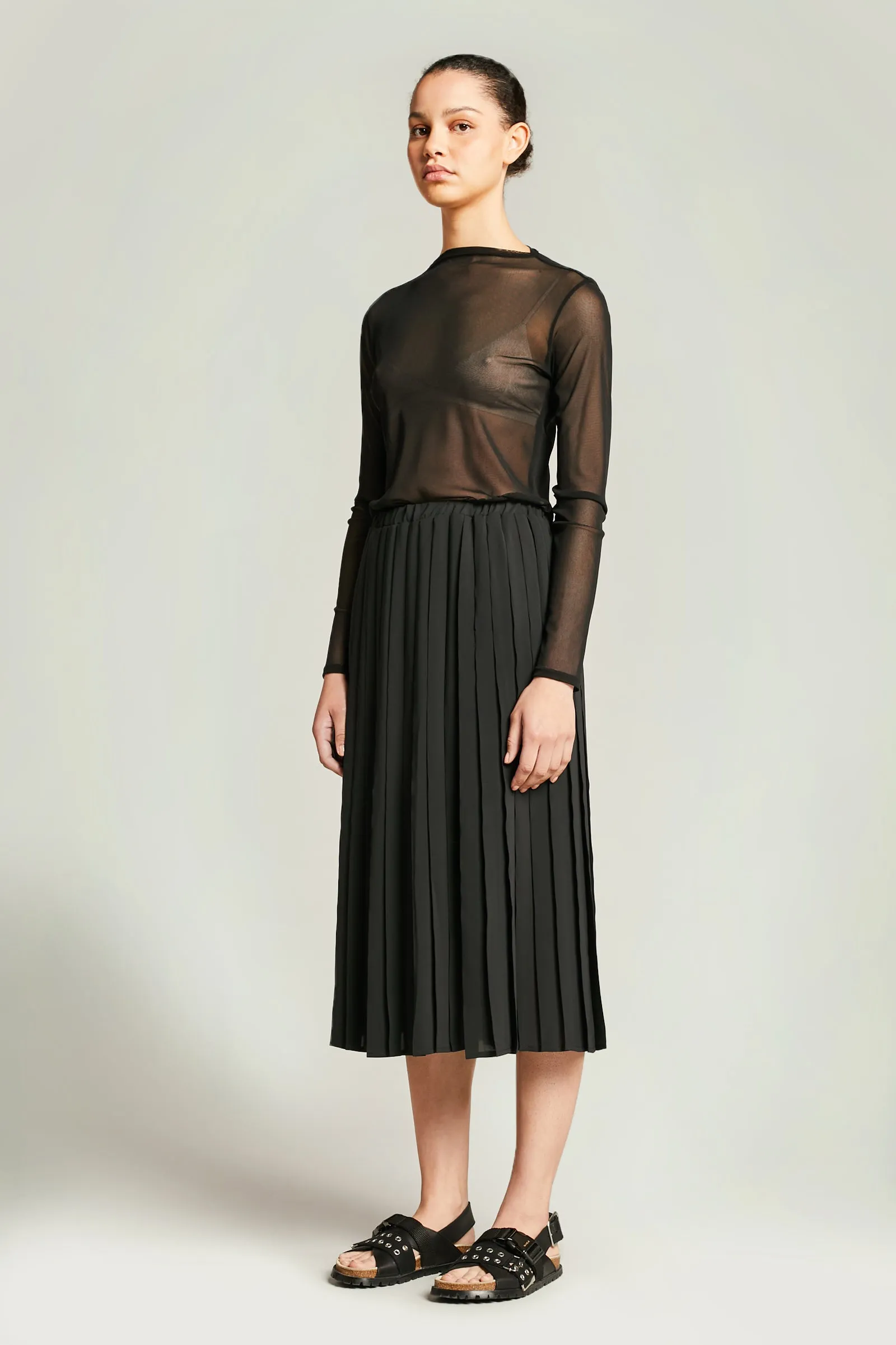 Multi Pleat Skirt Black