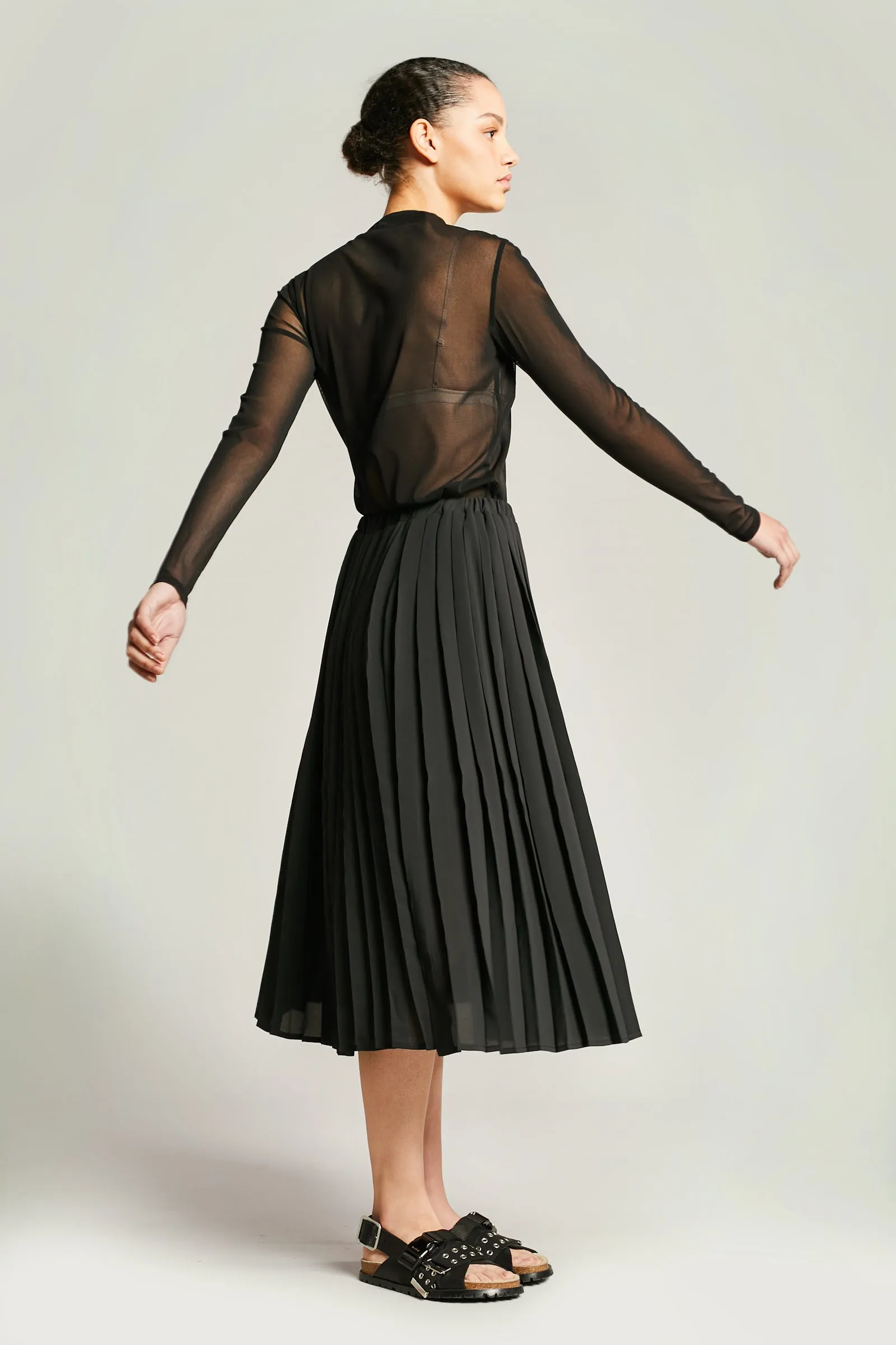 Multi Pleat Skirt Black