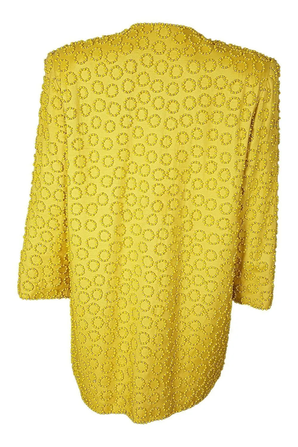 OLEG CASSINI Vintage Canary Yellow Silk Dress Jacket Suit Set (S)