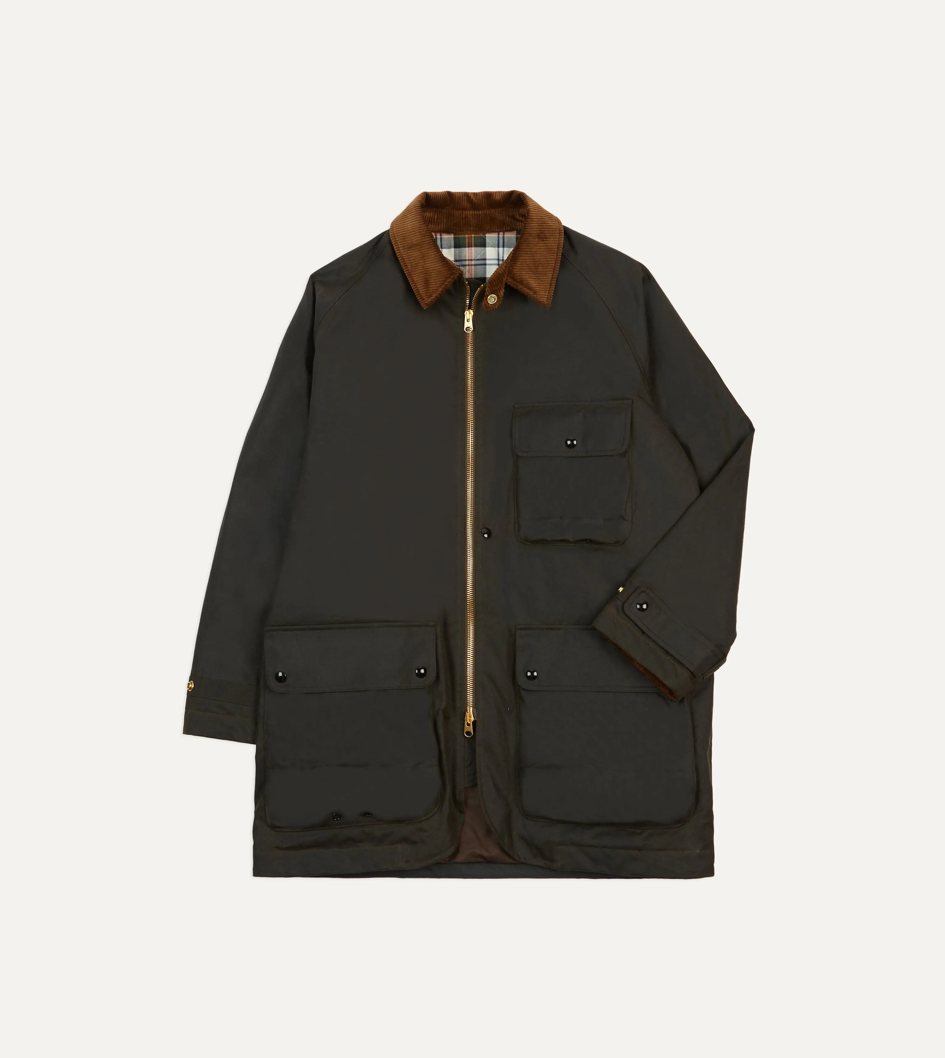 Olive Waxed Long Coverall Jacket