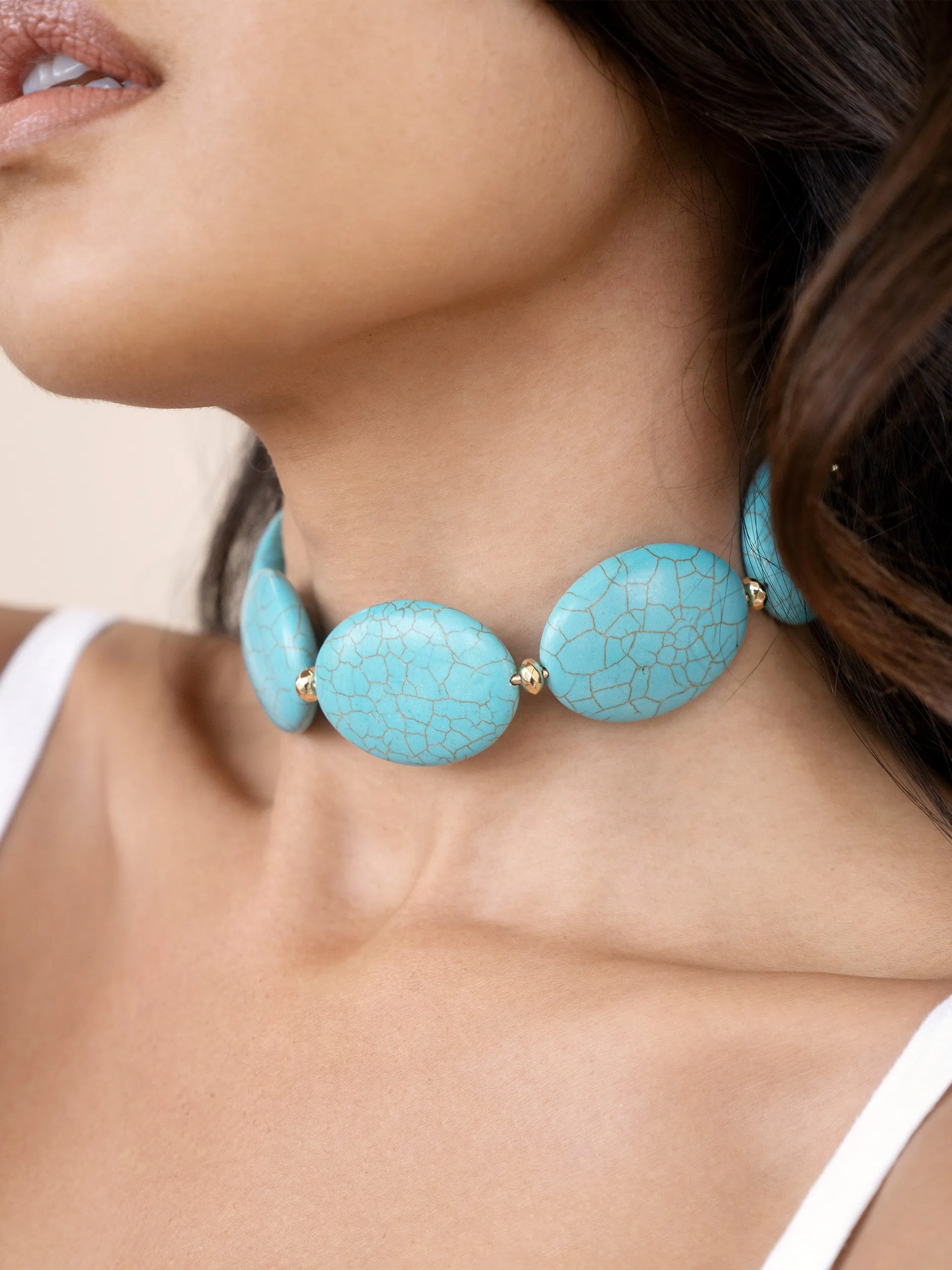 Oval Turquoise Stones Statement Choker