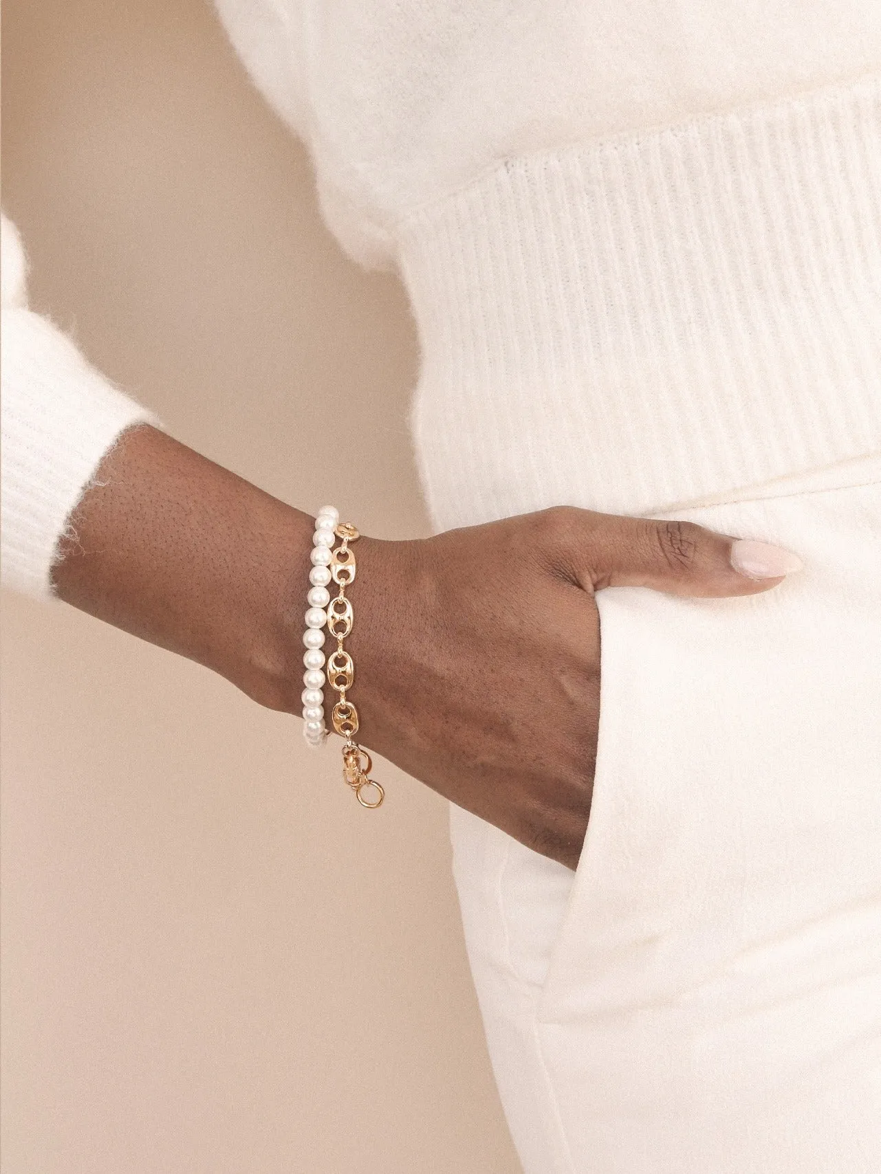 Pearl and Chain Wrap Bracelet