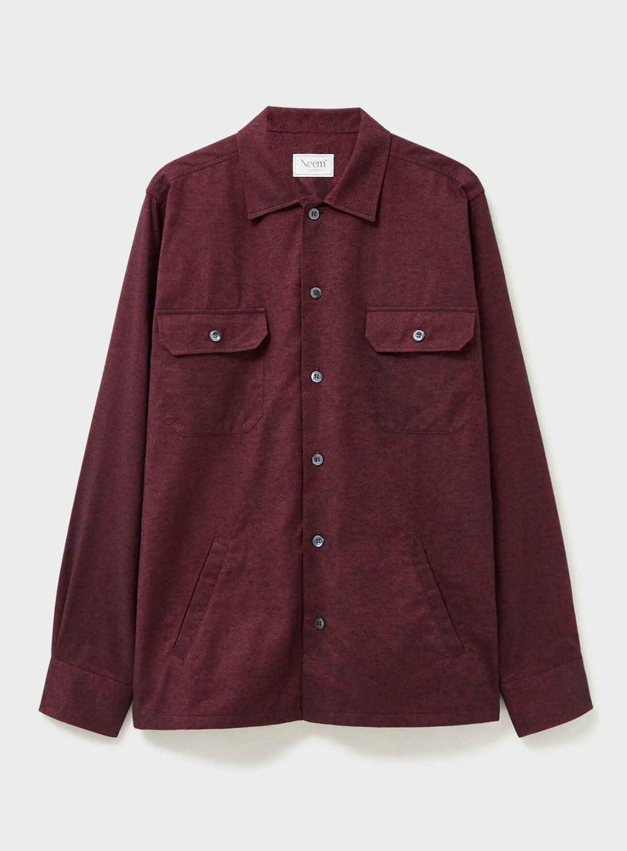 Recycled Italian Flannel Deep Red Piccadilly Overshirt