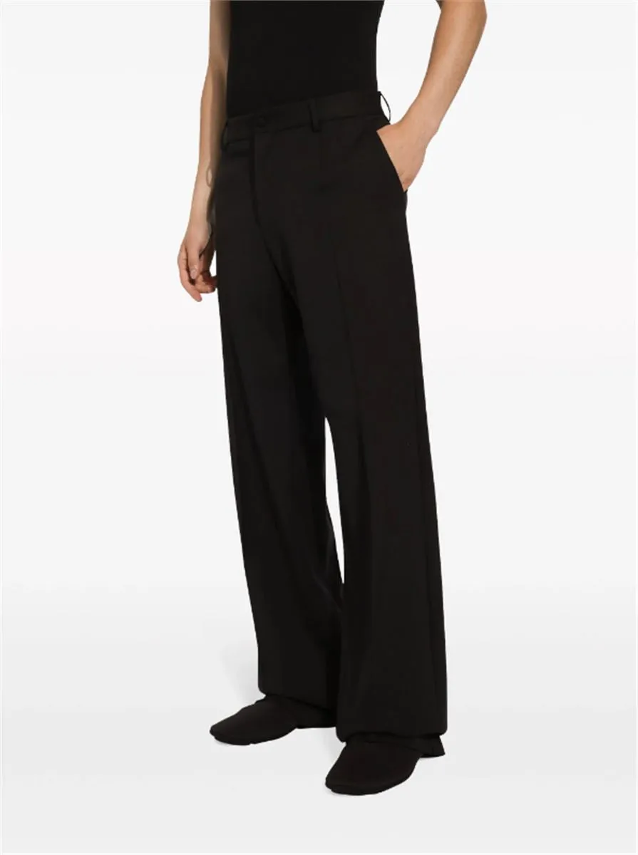 STRAIGHT-LEG WOOL TROUSERS