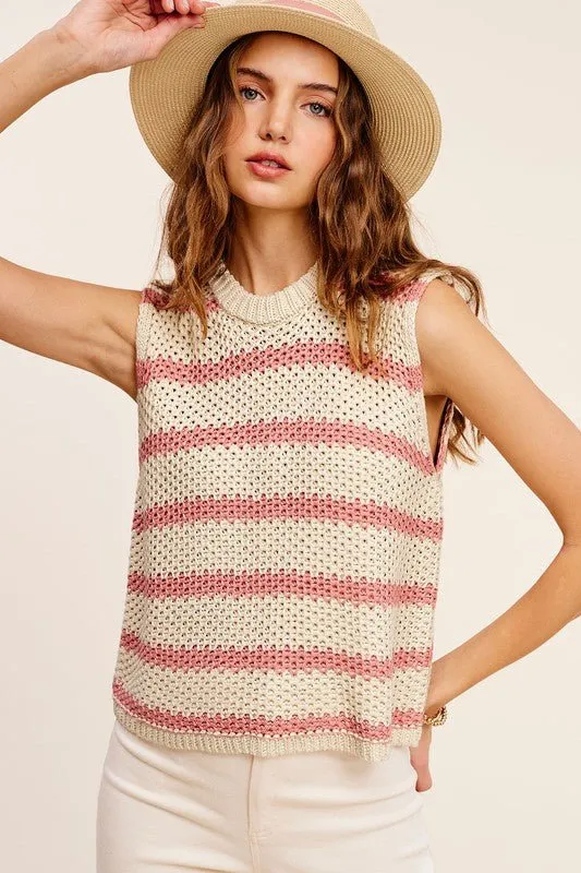 Striped Sleeveless Knit Top