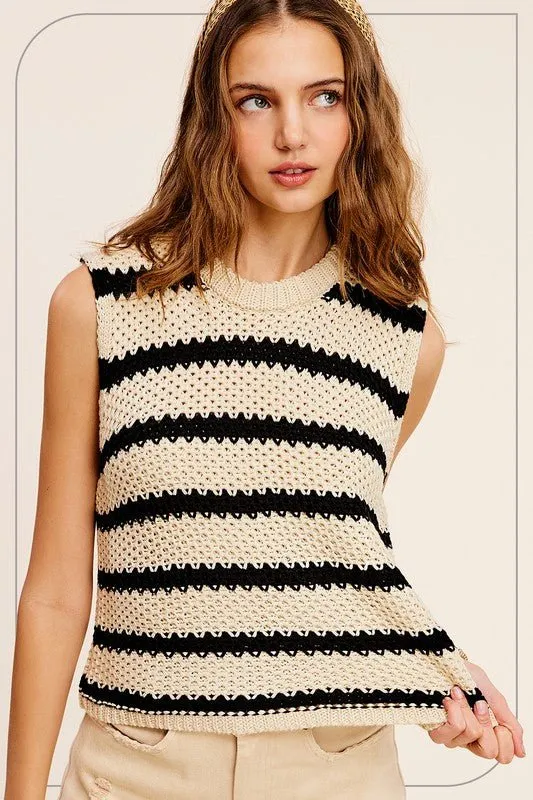 Striped Sleeveless Knit Top