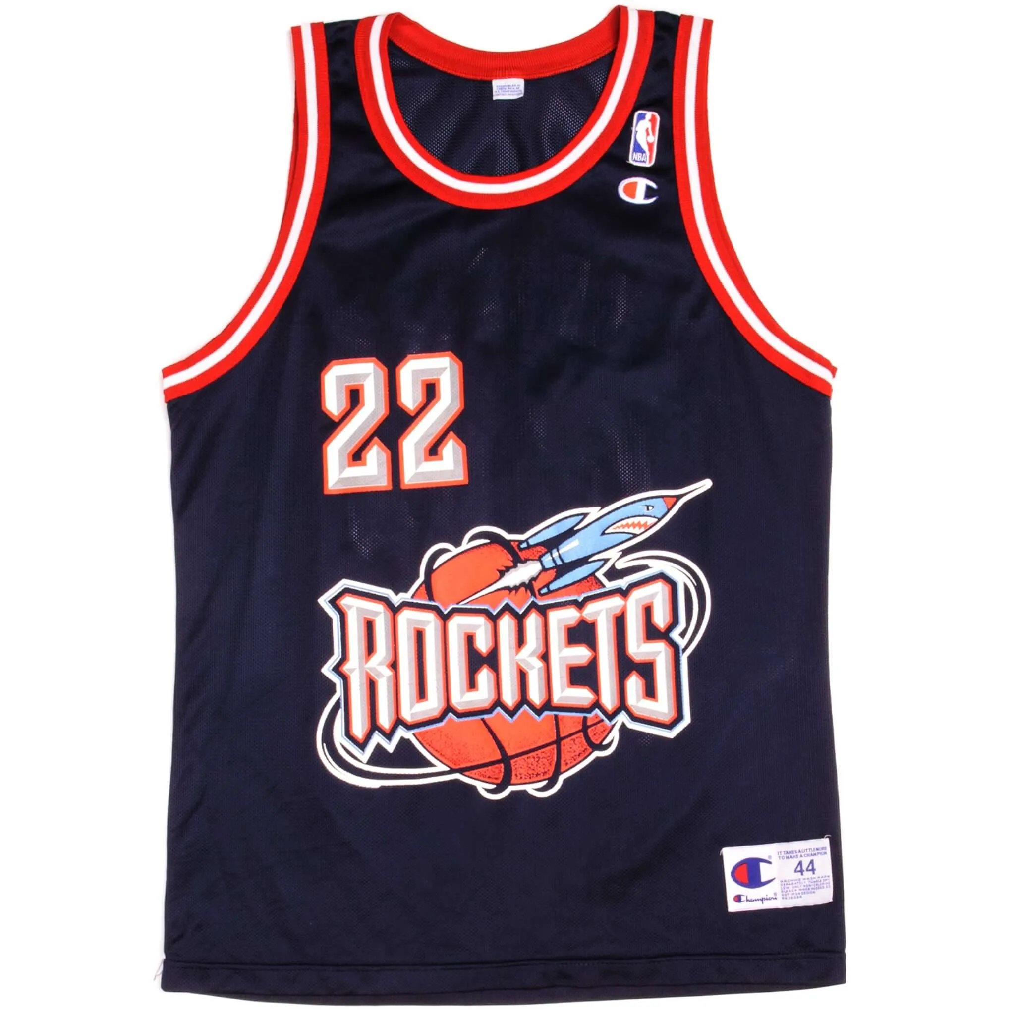 VINTAGE CHAMPION NBA HOUSTON ROCKETS DREXLER #22 JERSEY 1994-1998 SIZE 44