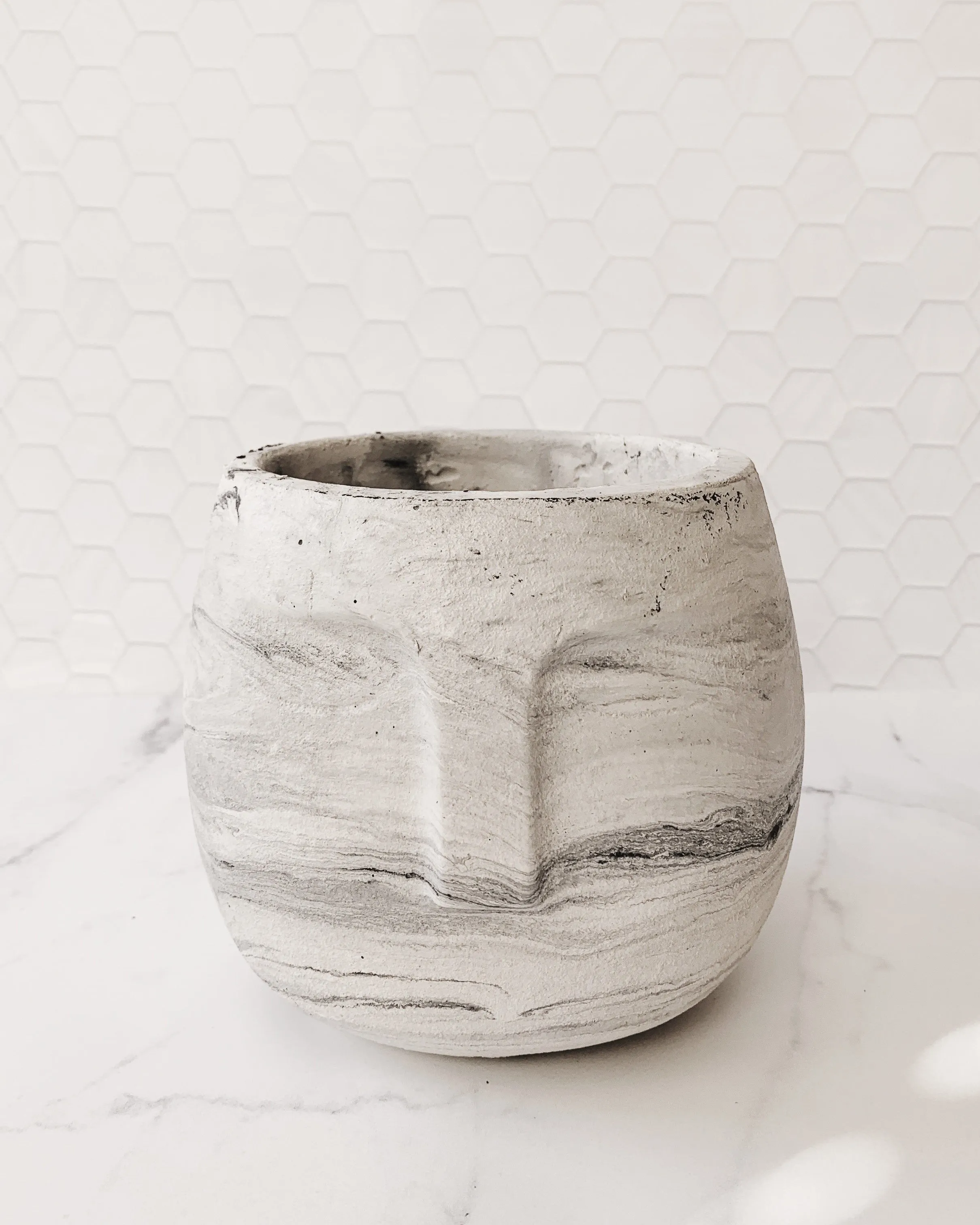 White Marble Face Planter